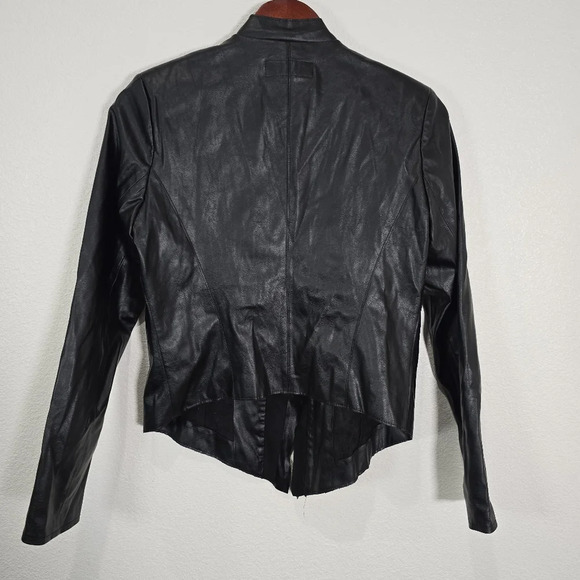 BLANK NYC Black Faux Leather Drape Open Front Jacket Size Medium - Picture 7 of 8